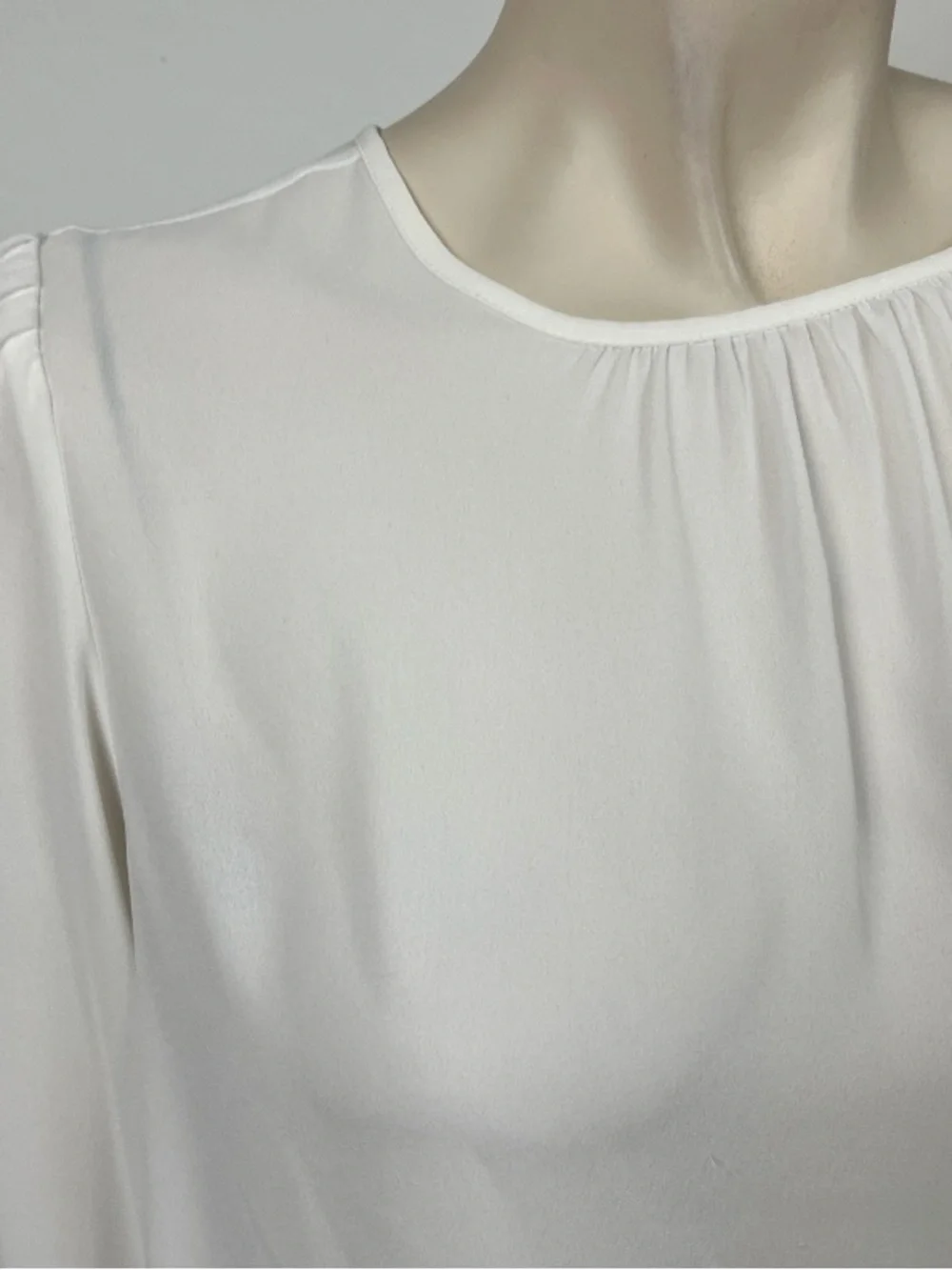 J. Crew Factory‎ Ivory Button Shoulder Ruffle Neck Blouse